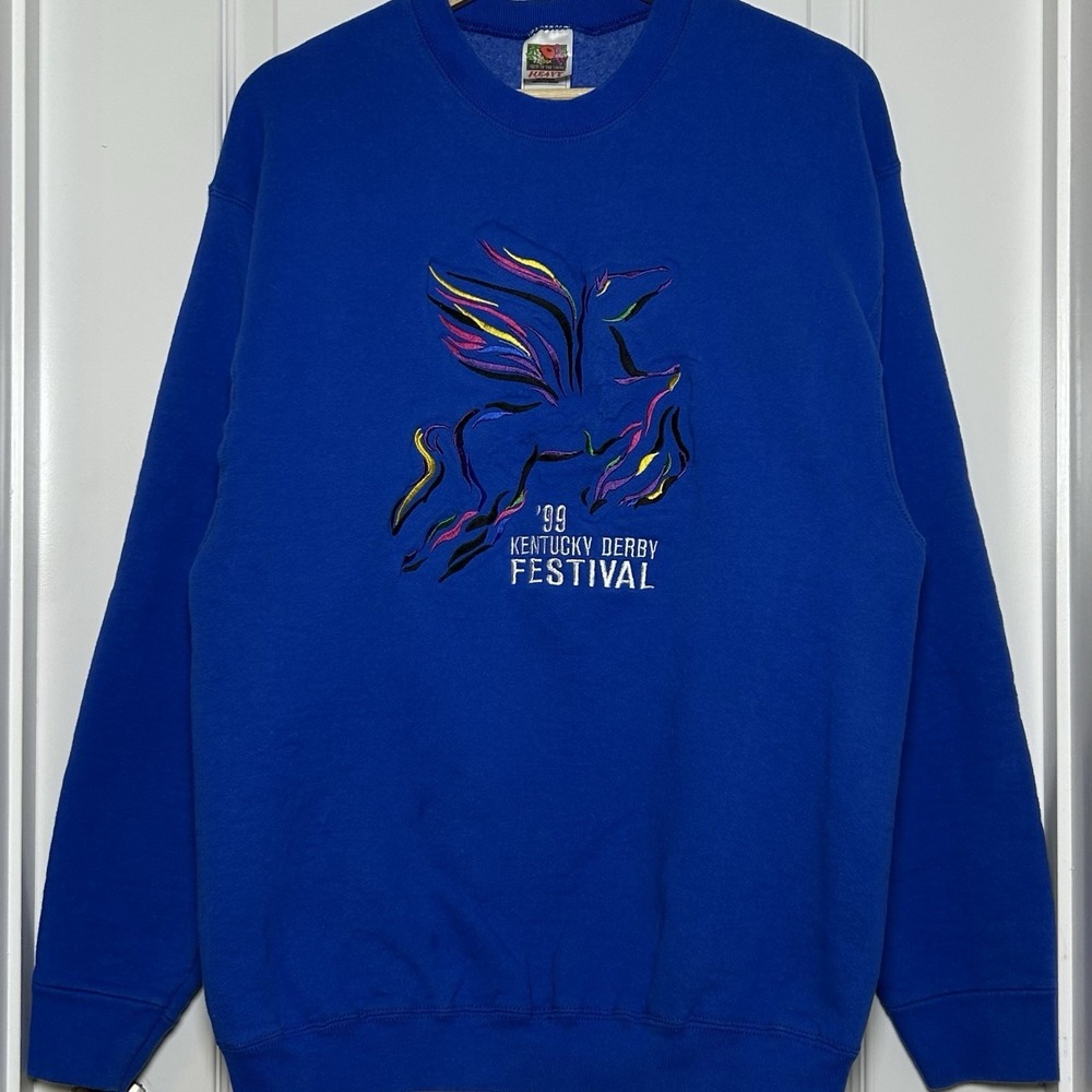 Kentucky Derby Festival Vintage 1999 Royal Blue Embroidered Pegasus Sweatshirt‎